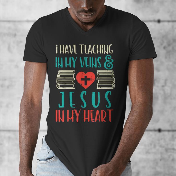 Teaching In My Veins Jesus In My Heart God Christian Teacher Men's V-Neck T-Shirt, funny design Teaching In My Veins Jesus In My Heart God Christian Teacher Men's V-Neck T-Shirt, funny design