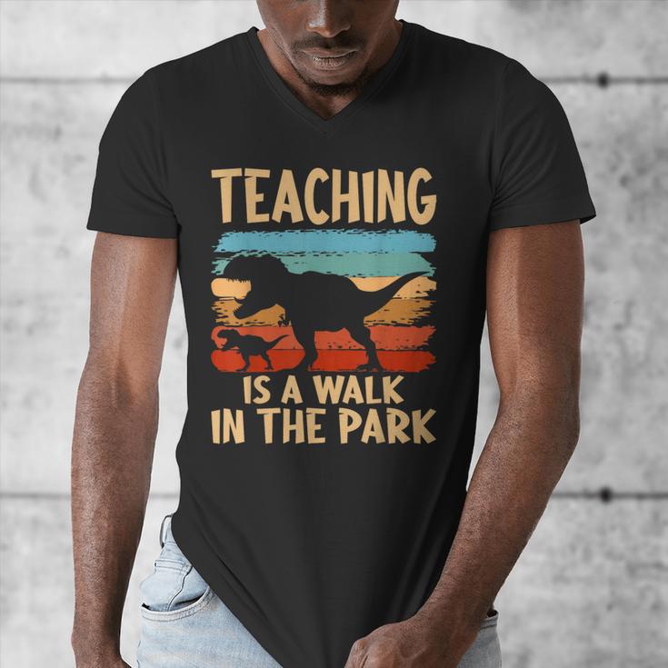 Teaching Is a Walk In Park Dinosaur Teacher Men's V-Neck T-Shirt, funny design Teaching Is a Walk In Park Dinosaur Teacher Men's V-Neck T-Shirt, funny design