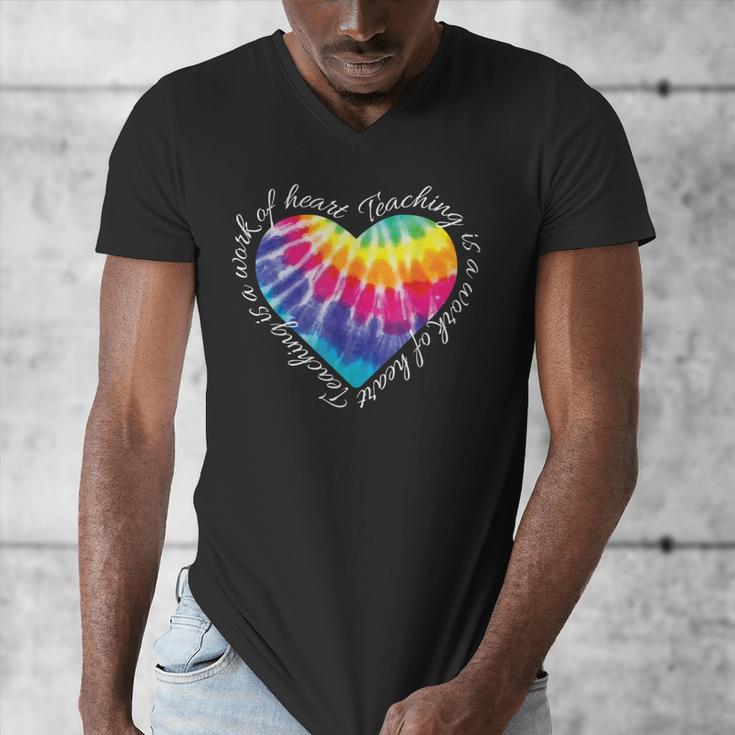 Teaching Is a Work Of Heart Tie Dye Hippie For Teacher For Men Women Girls Kids Men's V-Neck T-Shirt, funny design