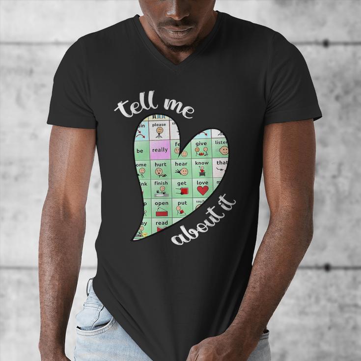 Tell Me About It Speech Pathology Aac Sped Teacher Men's V-Neck T-Shirt, funny design Tell Me About It Speech Pathology Aac Sped Teacher Men's V-Neck T-Shirt, funny design