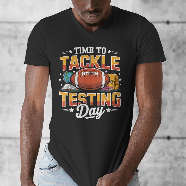 Test Day State Football Tackle Testing Day Sports Teacher Men's V-Neck T-Shirt, funny design