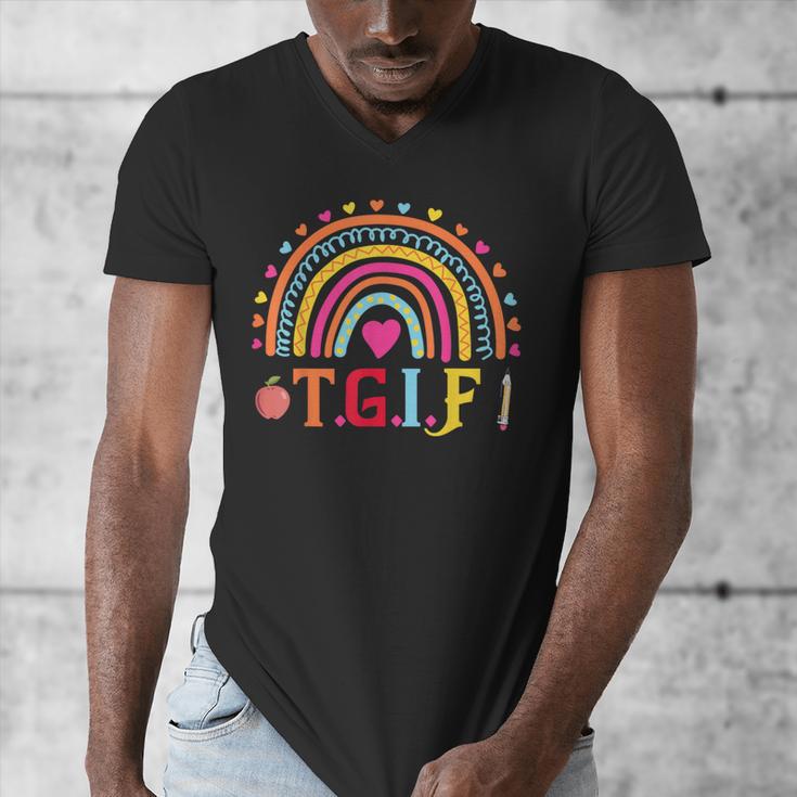 TGIF Teacher Appreciation Alphabet Thank God It's Friday For Men Women Girls Kids Men's V-Neck T-Shirt, funny design