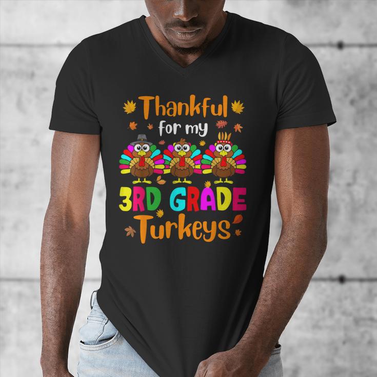 Thankful For My 3rd Grade Turkeys Thanksgiving Teacher Kids Men's V-Neck T-Shirt, funny design Thankful For My 3rd Grade Turkeys Thanksgiving Teacher Kids Men's V-Neck T-Shirt, funny design