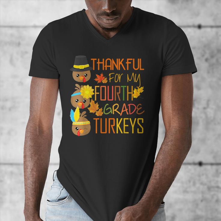 Thankful For My 4th Grade Turkey Thanksgiving Turkey Teacher Men's V-Neck T-Shirt, 4th Grade Teacher Gifts, funny design Thankful For My 4th Grade Turkey Thanksgiving Turkey Teacher Men's V-Neck T-Shirt, 4th Grade Teacher Gifts, funny design