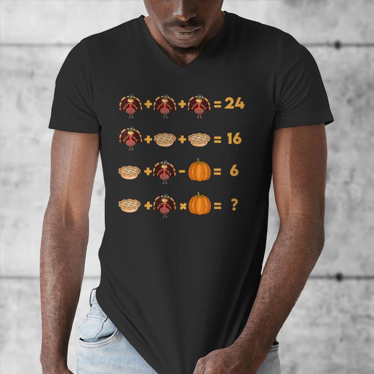 Thanksgiving Order Of Operations Turkey Quiz Math Teacher Men's V-Neck T-Shirt, funny design