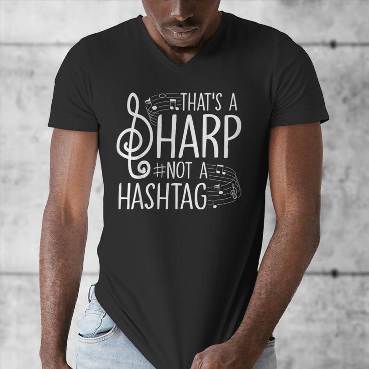 That's a Sharp Not a Hashtag Music Teacher Musicians Men's V-Neck T-Shirt, funny design