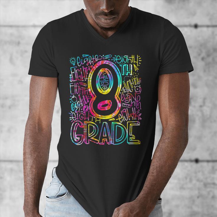 Tie Dye 8th Grade Typography Team Eighth Grade Teacher Men's V-Neck T-Shirt, funny design Tie Dye 8th Grade Typography Team Eighth Grade Teacher Men's V-Neck T-Shirt, funny design