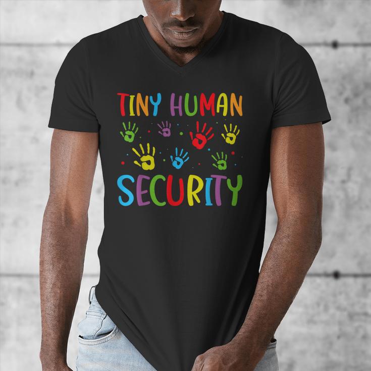 Tiny Human Security Preschool Childcare Teacher Babysitters Men's V-Neck T-Shirt, funny design