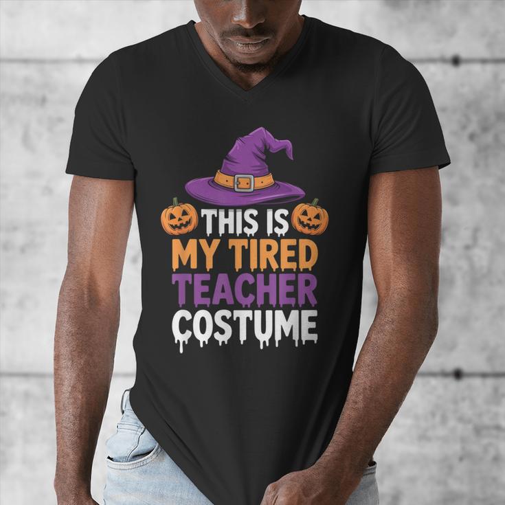 This Is My Tired Teacher Costume Halloween Men's V-Neck T-Shirt, funny design