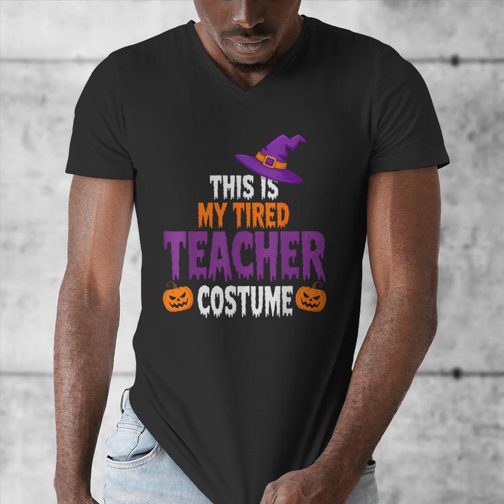 Tired Teacher Costume For Halloween Teachers Men's V-Neck T-Shirt, funny design