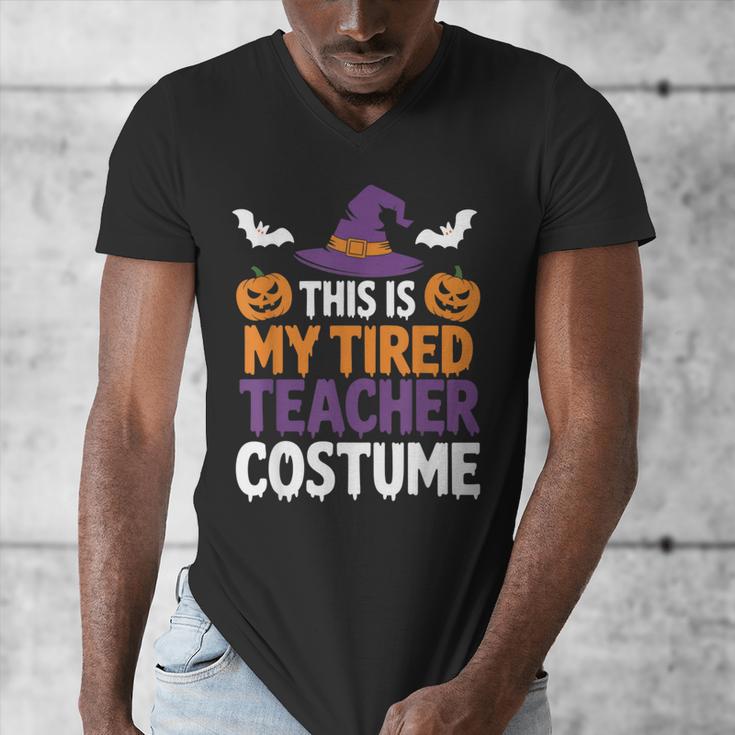 Tired Teacher Costume For Humor Halloween Men's V-Neck T-Shirt, funny design