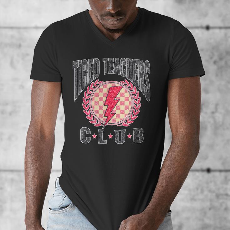 Tired Teachers Club Study Lover School Apparel Men's V-Neck T-Shirt, funny design