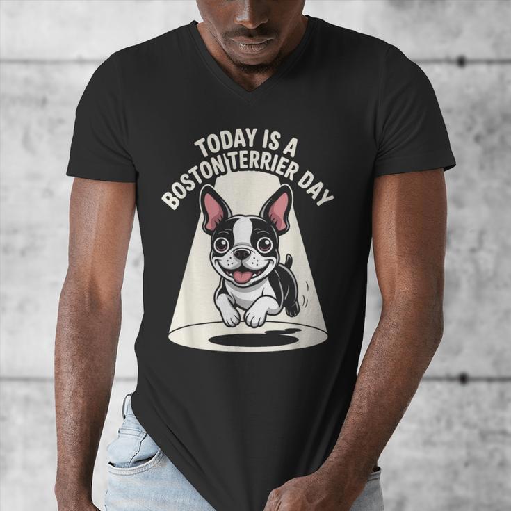 Today Is A Boston Terrier Day Cute Dog Lover Cartoon Men's V-Neck T-Shirt, funny design