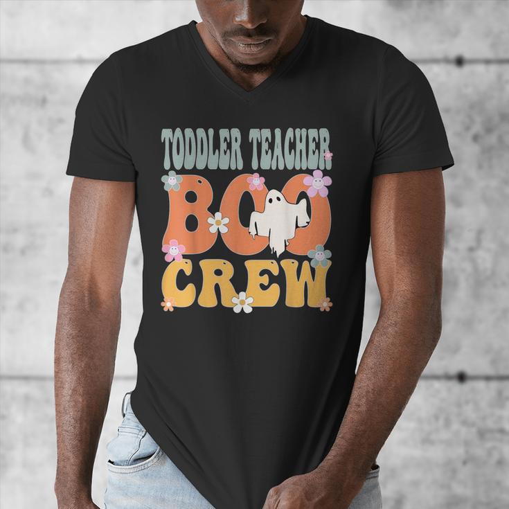 Toddler Teacher Boo Crew Ghost Groovy Halloween For Women Men's V-Neck T-Shirt, Groovy Teacher Gifts, funny design Toddler Teacher Boo Crew Ghost Groovy Halloween For Women Men's V-Neck T-Shirt, Groovy Teacher Gifts, funny design