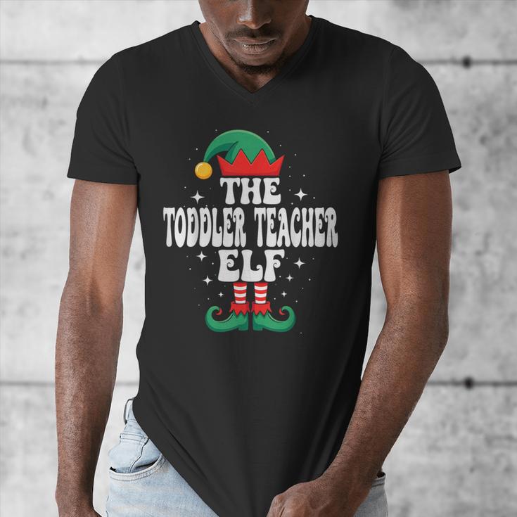 The Toddler Teacher Elf Christmas Matching Family Men's V-Neck T-Shirt, funny design