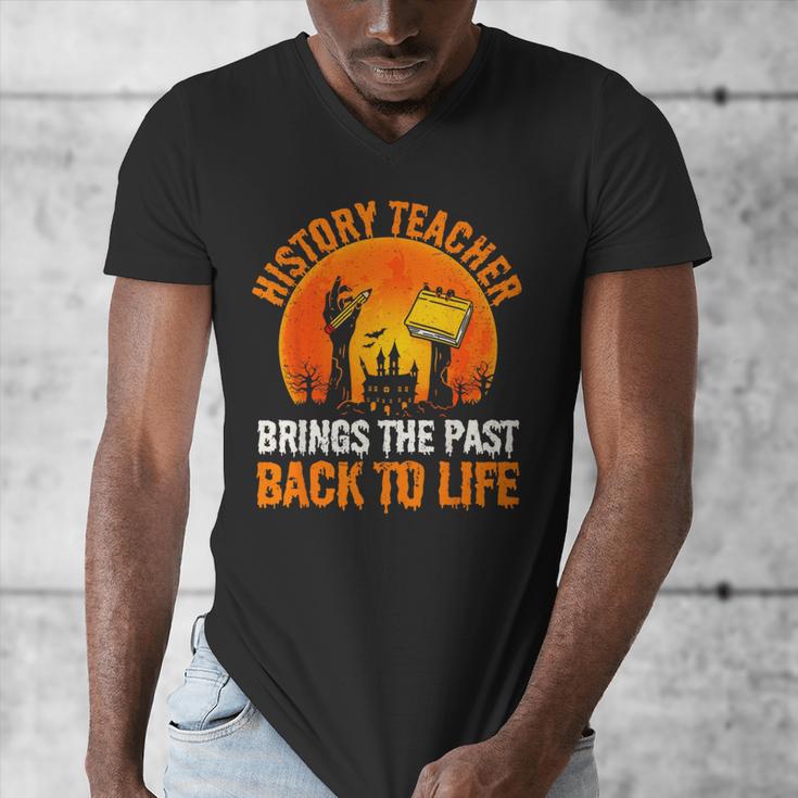 History Teacher Brings Past Back To Life Halloween Zombie Men's V-Neck T-Shirt, History Teacher Gifts, funny design History Teacher Brings Past Back To Life Halloween Zombie Men's V-Neck T-Shirt, History Teacher Gifts, funny design