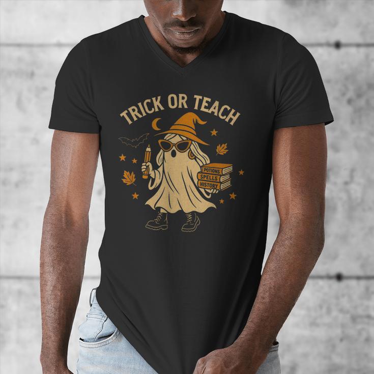 Trick Or Teach Halloween Teacher Men's V-Neck T-Shirt, funny design Trick Or Teach Halloween Teacher Men's V-Neck T-Shirt, funny design