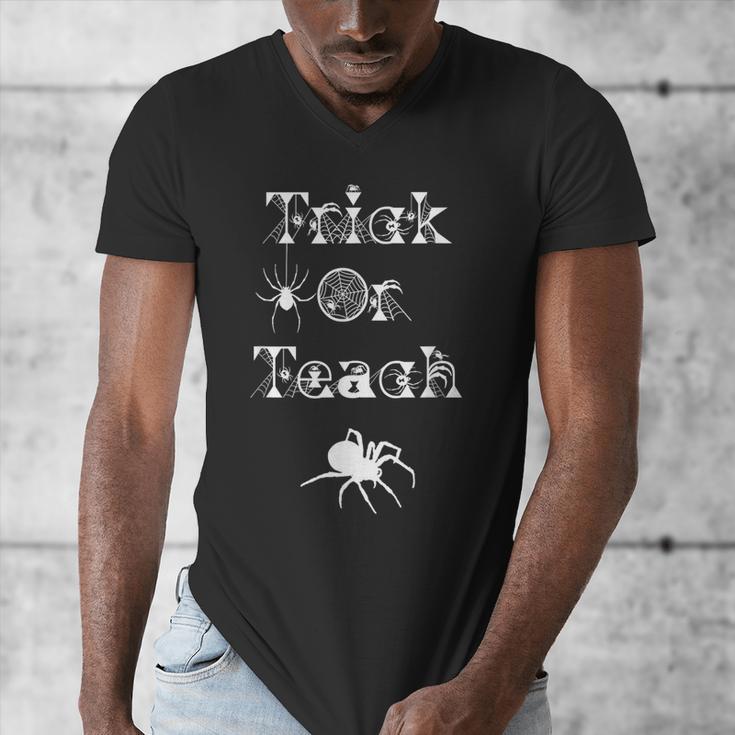 Trick Or Teach Halloween Teacher Shirt Teaching Spider Tee For Men Women Kids Men's V-Neck T-Shirt, funny design