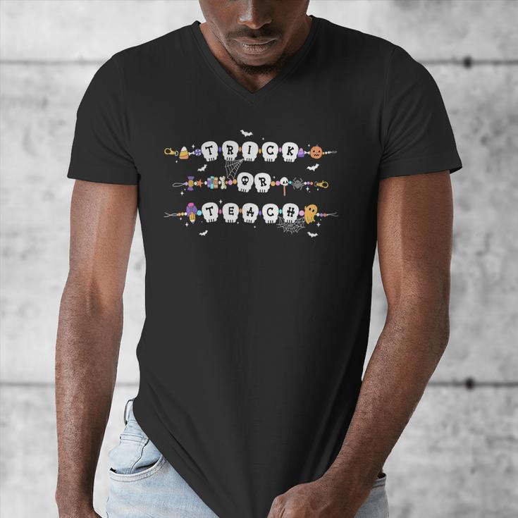 Trick Or Teach Spooky Teacher Happy Halloween Bracelet Men's V-Neck T-Shirt, funny design Trick Or Teach Spooky Teacher Happy Halloween Bracelet Men's V-Neck T-Shirt, funny design