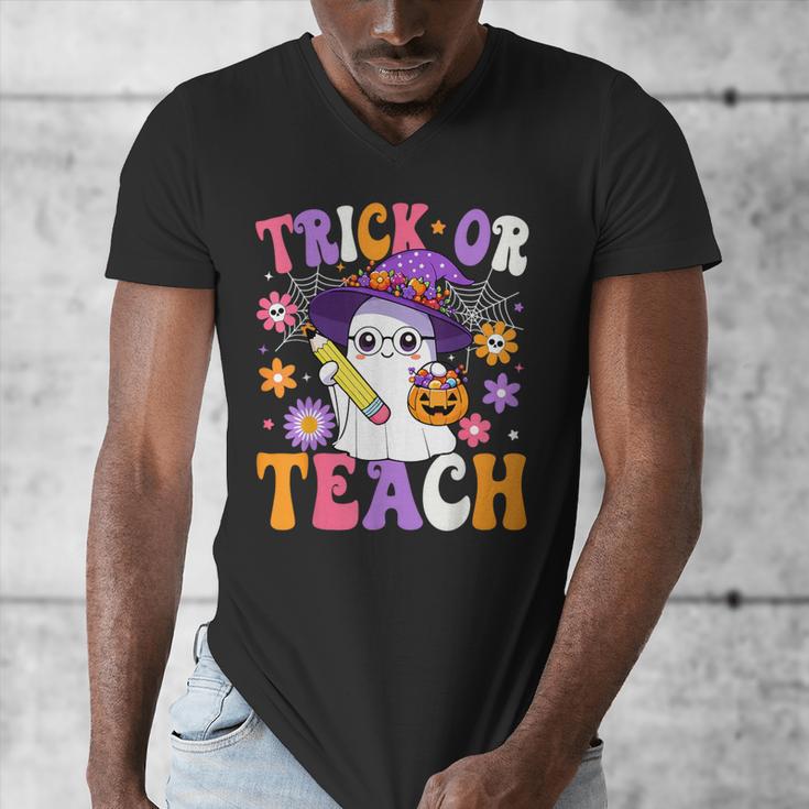 Trick Or Teach Teacher Ghost Teaching Fun Halloween Teacher Men's V-Neck T-Shirt, funny design Trick Or Teach Teacher Ghost Teaching Fun Halloween Teacher Men's V-Neck T-Shirt, funny design