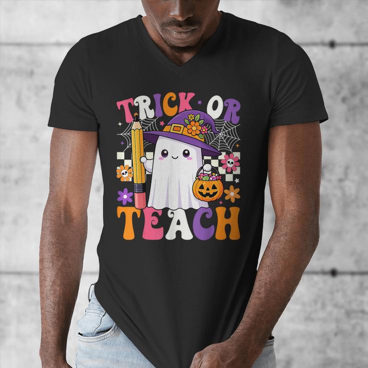 Trick Or Teach Teacher Pencil Ghost Halloween Teacher Men's V-Neck T-Shirt, funny design Trick Or Teach Teacher Pencil Ghost Halloween Teacher Men's V-Neck T-Shirt, funny design