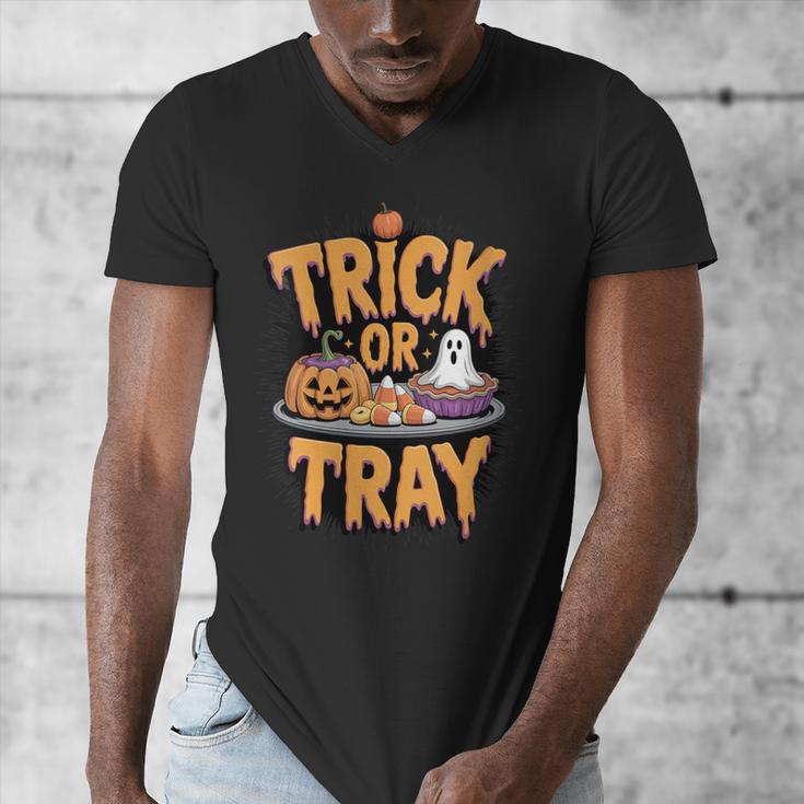 Trick Or Tray Halloween Cafeteria Teacher School Men's V-Neck T-Shirt, funny design Trick Or Tray Halloween Cafeteria Teacher School Men's V-Neck T-Shirt, funny design