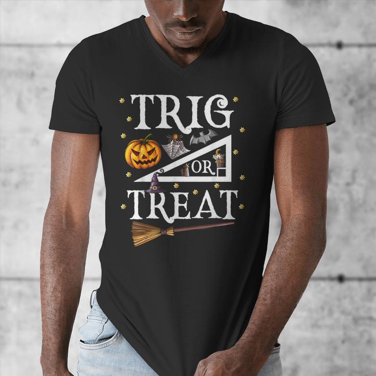 Trig Or Treat Shirt Halloween Math Teacher School College Men Women Kids Men's V-Neck T-Shirt, funny design