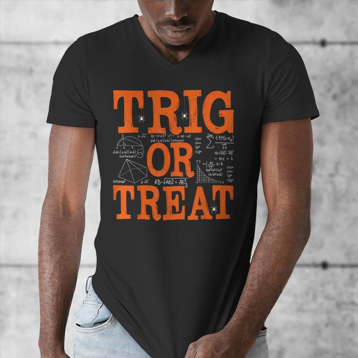 Trig Or Treat Trigonometry Math Teacher Halloween Men's V-Neck T-Shirt, funny design