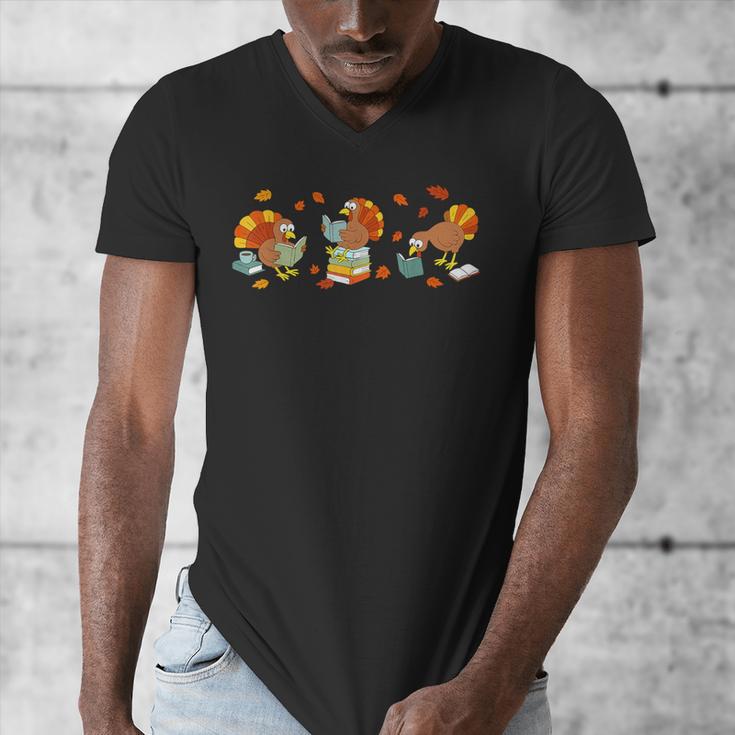 Turkey Reading Books Fall Thanksgiving Teacher Book Lovers Men's V-Neck T-Shirt, funny design Turkey Reading Books Fall Thanksgiving Teacher Book Lovers Men's V-Neck T-Shirt, funny design