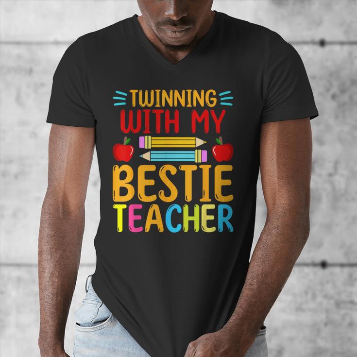 Twinning With My Bestie Teacher Boy Spirit Week Twin Day Men's V-Neck T-Shirt, funny design Twinning With My Bestie Teacher Boy Spirit Week Twin Day Men's V-Neck T-Shirt, funny design