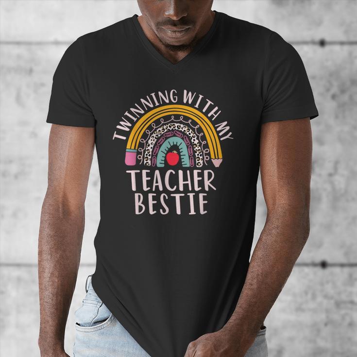 Twinning With My Teacher Bestie Spirit Week Girls Day Kids Men's V-Neck T-Shirt, funny design