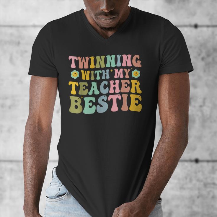 Twinning With My Teacher Bestie Twin Day Matching Teachers For Men Women Girls Kids Men's V-Neck T-Shirt, funny design Twinning With My Teacher Bestie Twin Day Matching Teachers For Men Women Girls Kids Men's V-Neck T-Shirt, funny design
