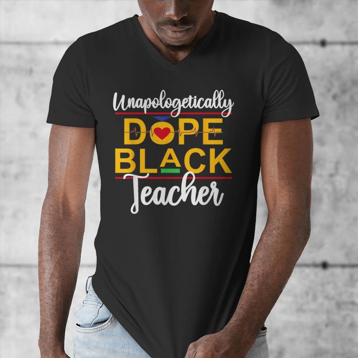 Unapologetic Dope Teacher African American Melanin Men's V-Neck T-Shirt, funny design
