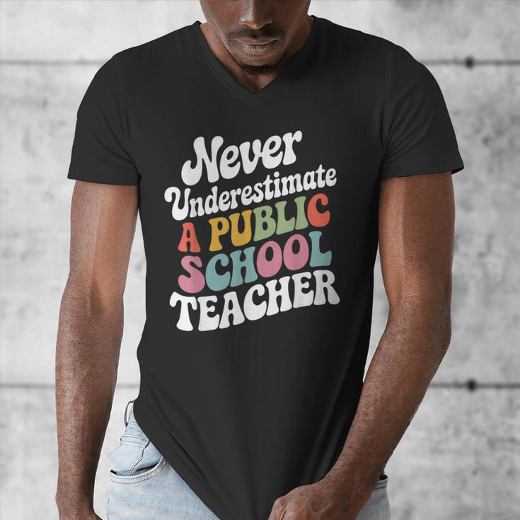 Never Underestimate a Public School Teacher Public Education Men's V-Neck T-Shirt, funny design Never Underestimate a Public School Teacher Public Education Men's V-Neck T-Shirt, funny design