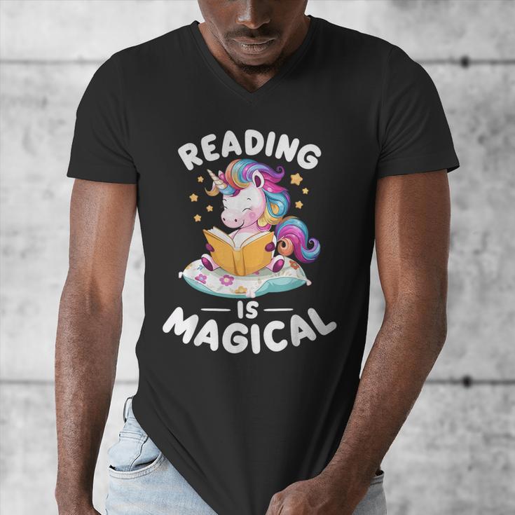 Unicorn Teacher Reading Is Magical Book Men's V-Neck T-Shirt, funny design Unicorn Teacher Reading Is Magical Book Men's V-Neck T-Shirt, funny design