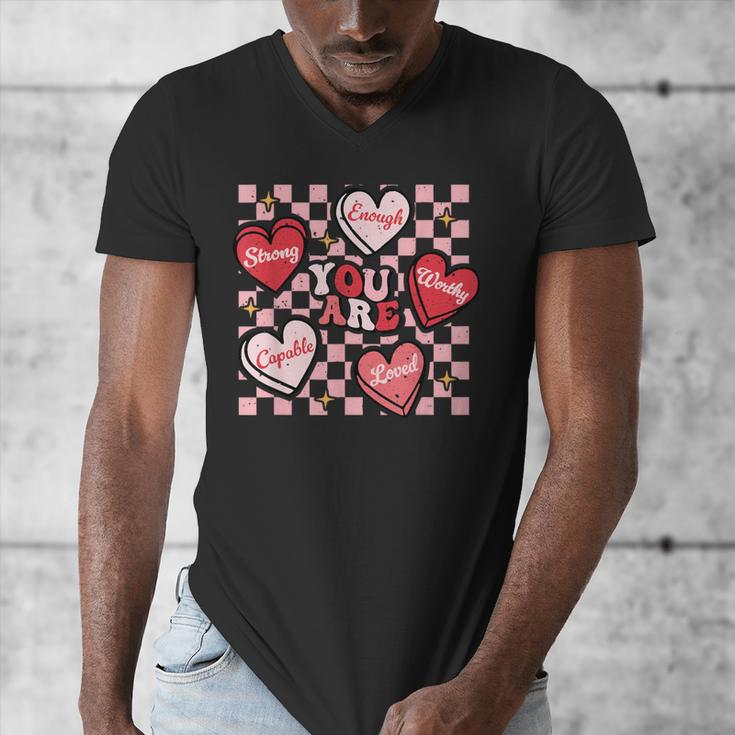 Valentine You Are Loved Worthy Enough Candy Heart Teacher For Men Women Girls Kids Men's V-Neck T-Shirt, funny design