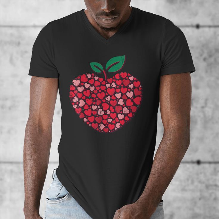 Valentines Day Teacher Hearts Apple Love Teach Women Men Men's V-Neck T-Shirt, funny design