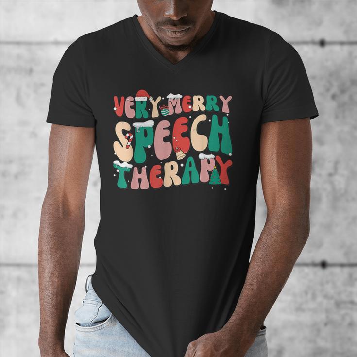 Verry Merry Speech Language Pathologist Teacher Christmas Men's V-Neck T-Shirt, funny design