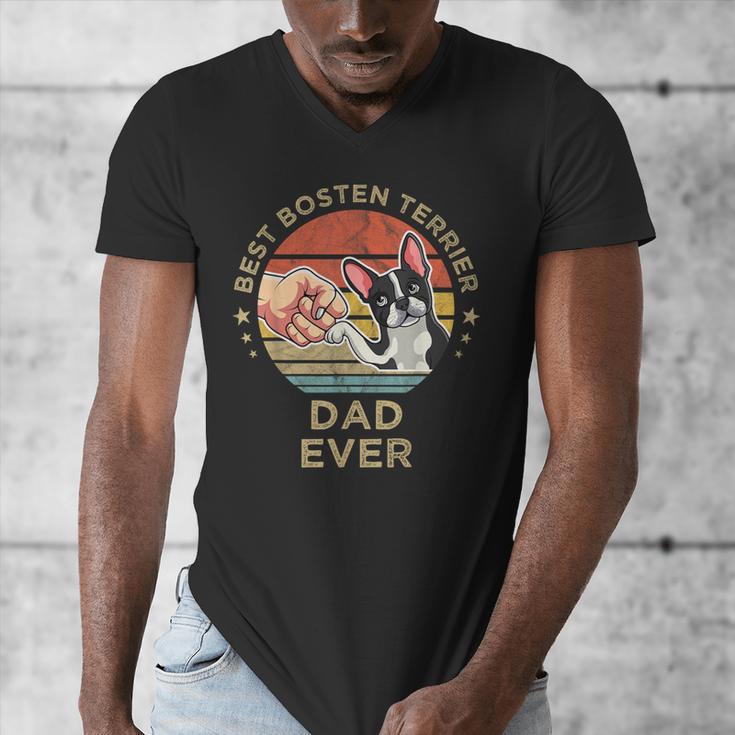 Vintage Best Boston Terrier Dad Ever Dog Father Father's Day Men Girls Kids Men's V-Neck T-Shirt, Couple Gifts, Boston Terrier Dad Gifts, funny design
