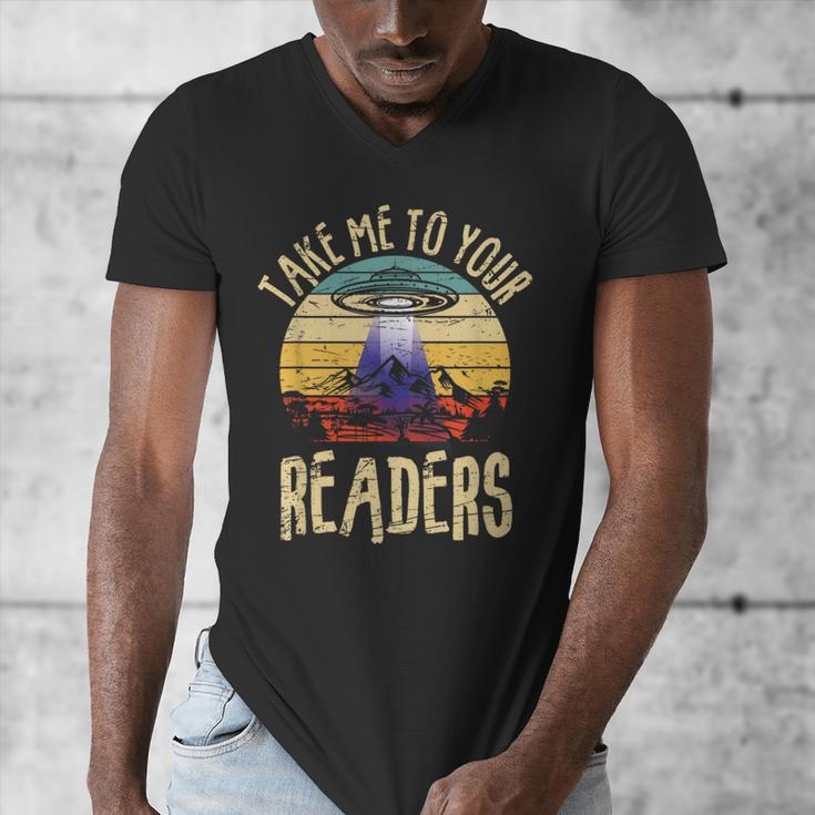 Vintage Take Me To Your Readers English Teacher Alien Space Men Women Men's V-Neck T-Shirt, English Teacher Gifts, funny design