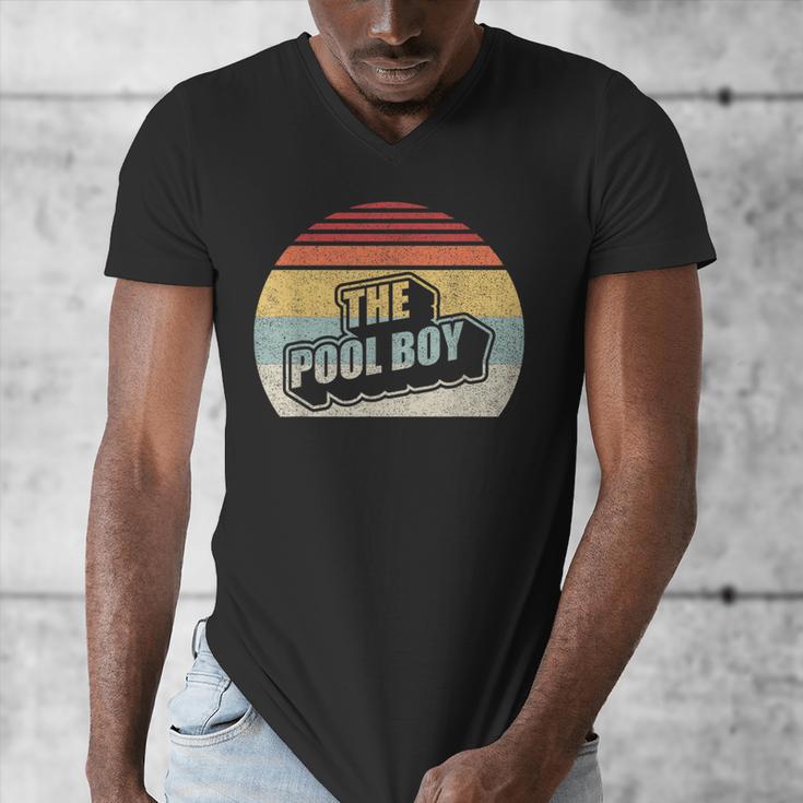 Vintage Retro The Pool Boy Men's V-Neck T-Shirt, funny design