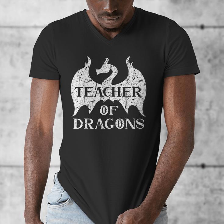 Vintage Teacher Of Dragons Quotes Teacher Student Men's V-Neck T-Shirt, funny design
