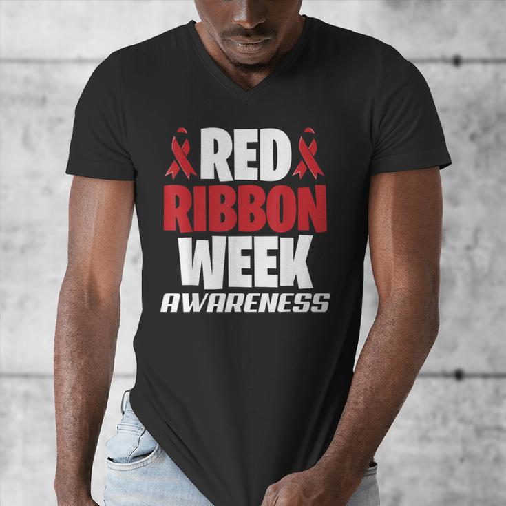 We Wear Red For Red Ribbon Week Awareness Mothers Teachers Men's V-Neck T-Shirt, funny design