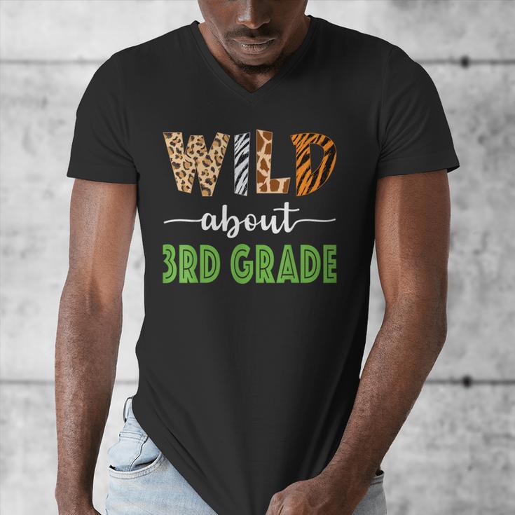 Wild About 3rd Grade Teacher Student Third Grade Zoo Safari Men Women Girls Kids Men's V-Neck T-Shirt, funny design