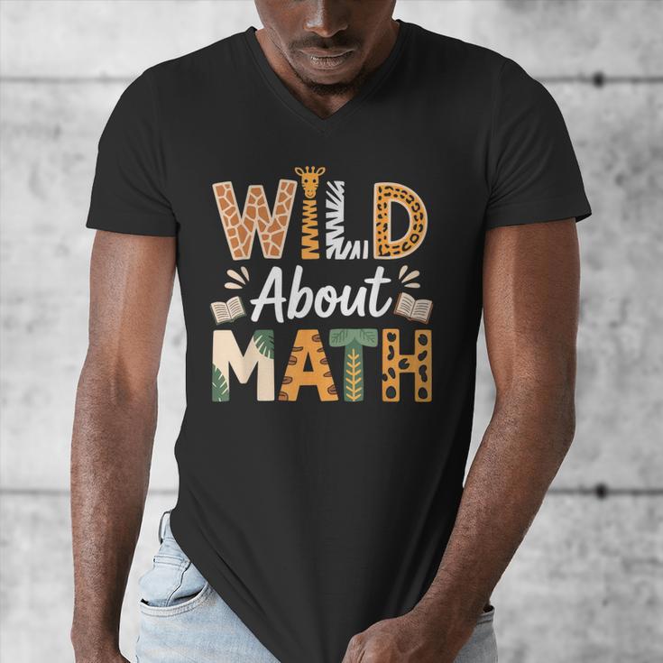 Wild About Math Cute Teacher Student Math Club Men's V-Neck T-Shirt, funny design