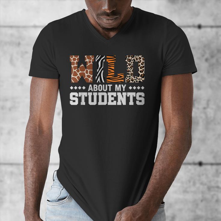 Wild About My Students Shirt Animals Teacher Men's V-Neck T-Shirt, funny design