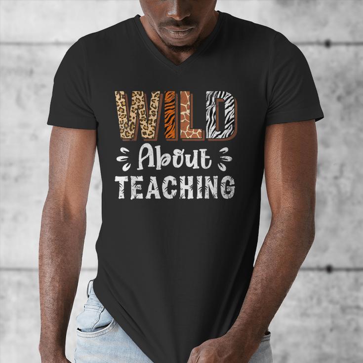 Wild About Teaching Teacher Lover Animals Leopard Zebra Men's V-Neck T-Shirt, funny design Wild About Teaching Teacher Lover Animals Leopard Zebra Men's V-Neck T-Shirt, funny design