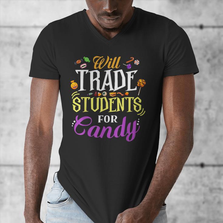 Will Trade Students For Candy Teacher Cute Halloween Costume Men's V-Neck T-Shirt, funny design Will Trade Students For Candy Teacher Cute Halloween Costume Men's V-Neck T-Shirt, funny design