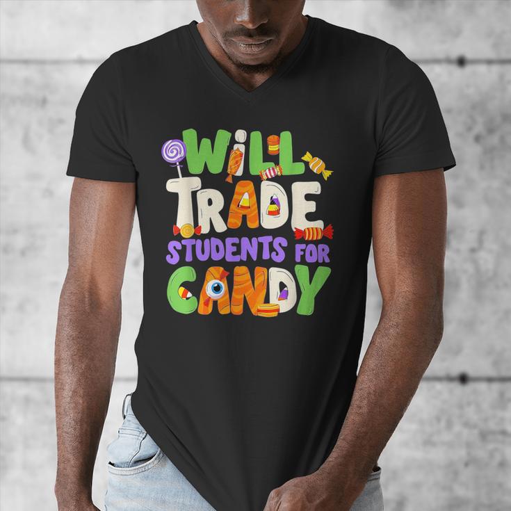 Will Trade Students For Candy Teacher Cute Halloween Costume Men's V-Neck T-Shirt, funny design Will Trade Students For Candy Teacher Cute Halloween Costume Men's V-Neck T-Shirt, funny design