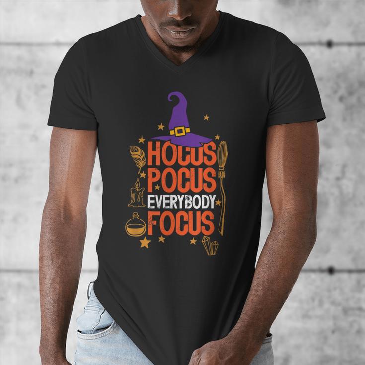 Witchy Halloween Hocus Pocus Everybody Focus Teacher Pumpkin Men's V-Neck T-Shirt, funny design Witchy Halloween Hocus Pocus Everybody Focus Teacher Pumpkin Men's V-Neck T-Shirt, funny design